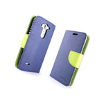 Coveron For Lg G3 Vigor Wallet Case Navy Neon Green Credit Card Folio Cover