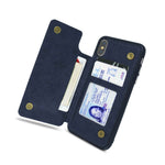 Navy Blue Wallet Case For Apple Iphone Xs Max Phone Cover With Credit Card Slots