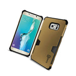 For Samsung Galaxy S6 Edge Plus Case Gold Black Slim Card Holder Cover