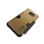 For Samsung Galaxy S6 Edge Plus Case Gold Black Slim Card Holder Cover