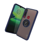 Navy Blue Phone Case For Motorola Moto G8 Play One Macro Clear Ring Hard Cover