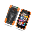 Neon Orange Black Case Hybrid Kickstand Heavy Duty Hard Cover Nokia Lumia 530