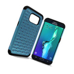 For Samsung Galaxy S7 Edge Case Sky Blue Black Hybrid Diamond Bling Skin Cover