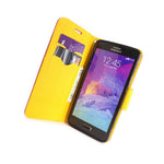 Coveron For Samsung Galaxy Note 4 Wallet Hot Pink Yellow Credit Card Folio