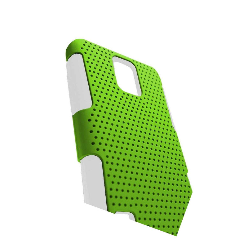 Neon Green White Hybrid Case For Samsung Galaxy S5 Hard Mesh Soft Silicone Cover