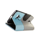 For Lg Lancet Wallet Case Blue Chevron Design Folio Phone Pouch