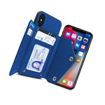 Navy Blue Wallet Case For Apple Iphone Xs Max Fabric Credit Card Phone Cover