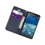 Coveron For Samsung Galaxy Note Edge Wallet Case Teal Navy Credit Card Cover
