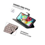 Beige Checker Rfid Blocking Leather Wallet Phone Case For Samsung Galaxy A71