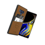 Brown Fabric Credit Card Holder Phone Cover Case For Samsung Galaxy Note 9