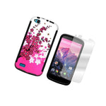 Tpu Inner Plastic Outer Cover Hybrid Case For Blu Life Play Pink Spring Flower