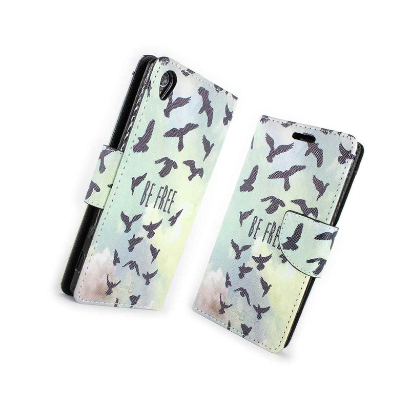 Coveron For Sony Xperia Z3 Wallet Case Free Bird Credit Card Flip Folio Cover