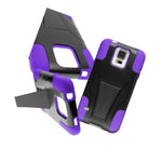 For Samsung Galaxy S5 Purple Black Case Hybrid Stand Heavy Duty Hard Cover