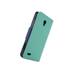 For Alcatel One Touch Conquest Wallet Case Teal Navy Flip Folio Screen Pouch