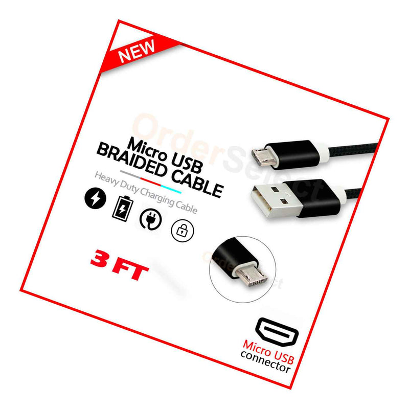 Micro Usb Charger Braided Cable For Phone Lg Aristo 5 Fortune 3 K31 K8X 1