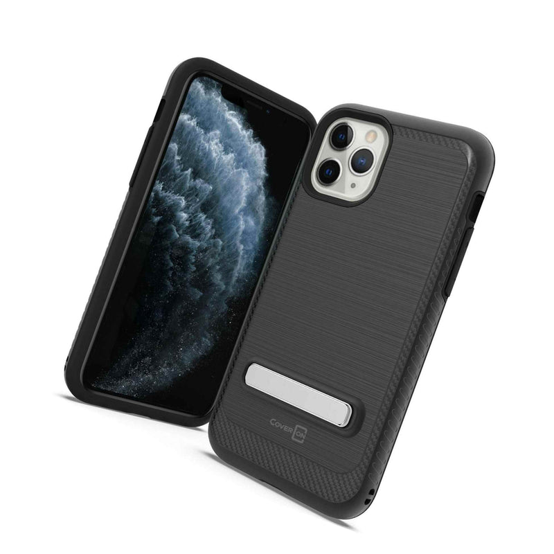 For Apple Iphone 11 Pro Max Case Magnetic Metal Kickstand Black Hard Phone Cover