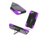 For Apple Iphone 6 Hybrid Kickstand Case Durable Soft Purple Hard Black Cover