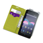 Navy Neon Green Phone Cover For Zte Obsidian Card Case Holder Folio Pouch