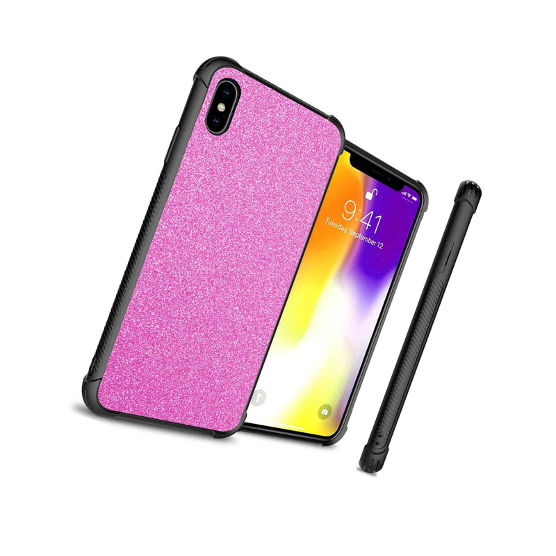 Hot Pink Glitter Design Slim Fit Hard Phone Cover Case For Apple Iphone Xs Max