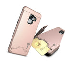 Rose Gold Hybrid Case For Samsung Galaxy A8 2018 Kickstand Card Phone Cover