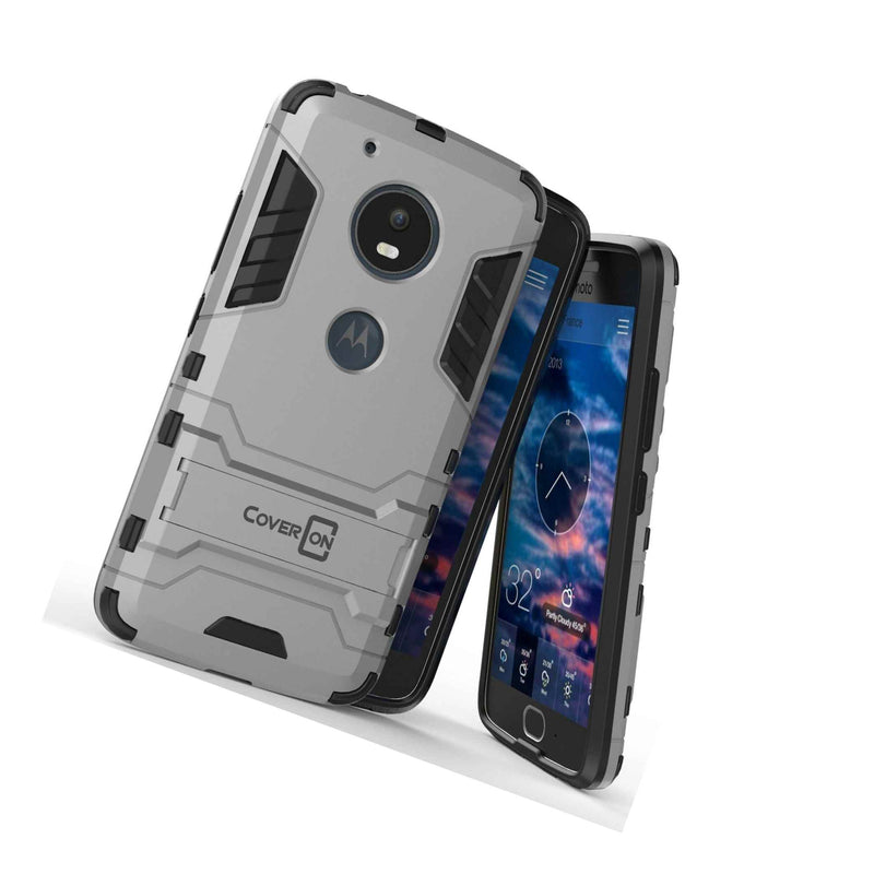 For Motorola Moto G5 5Th Generation Case Armor Kickstand Hard Cover Silver
