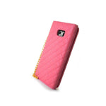 For Samsung Galaxy S6 Edge Plus Wallet Hot Pink Purse Quilted Bag Mirror Pouch