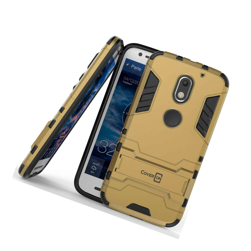 For Motorola Moto E 3Rd Gen 2016 Case Armor Kickstand Slim Hard Cover Gold