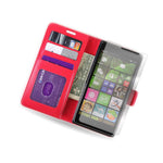 Coveron For Nokia Lumia 830 Wallet Case Screen Protector Red