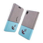 For Sony Xperia Z5 Card Case Blue Chevron Design Wallet Phone Cover
