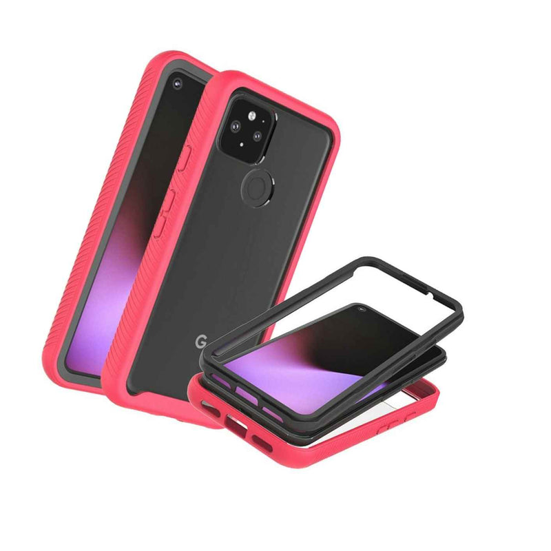 Pink Trim Hard Cover Full Body Shockproof Phone Case For Google Pixel 4A 5G