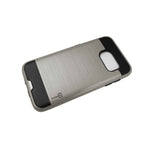 For Samsung Galaxy S7 Edge Case Silver Black Slim Rugged Hybrid Phone Cover