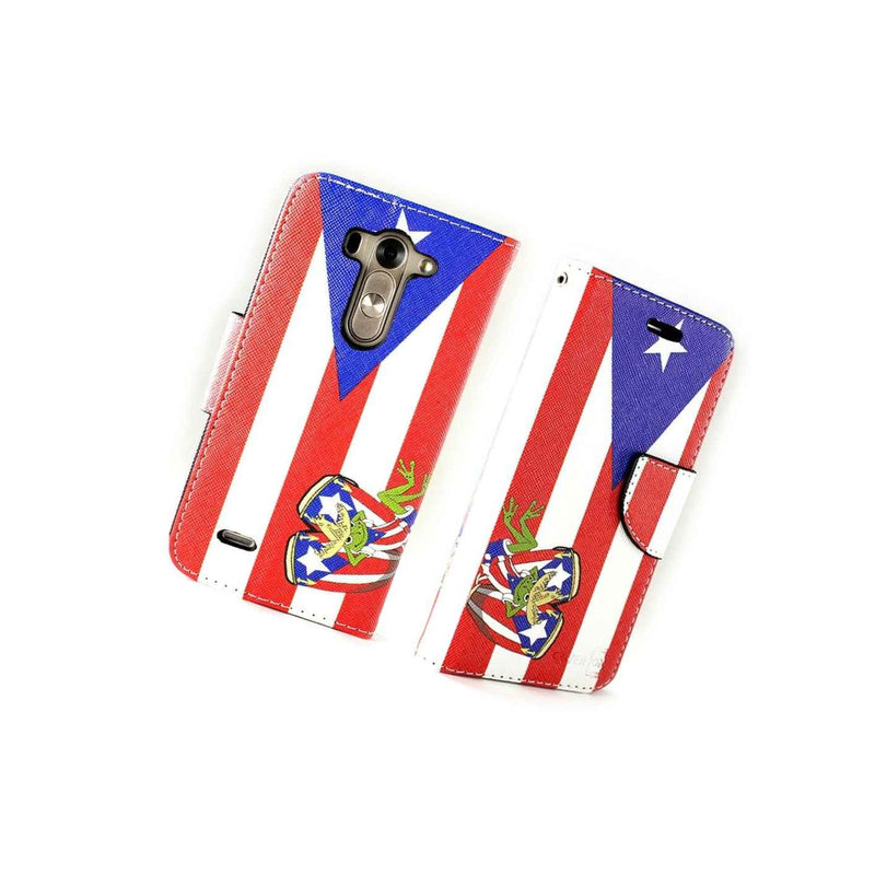 Coveron For Lg G3 Vigor Case Wallet Pouch Folio Cover Puerto Rico Flag Design