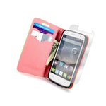 Coveron For Alcatel One Touch Pop Astro Wallet Case Green Pink Folio Cover