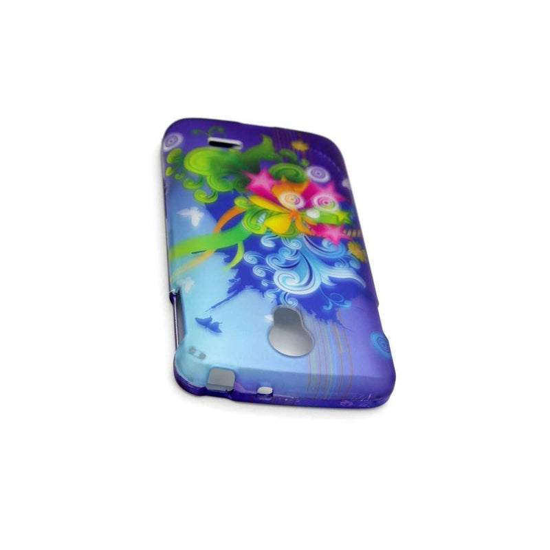 Blue Floral Burst Case For Lg Lucid 3 Phone Hard Cover Slim Skin Accessory