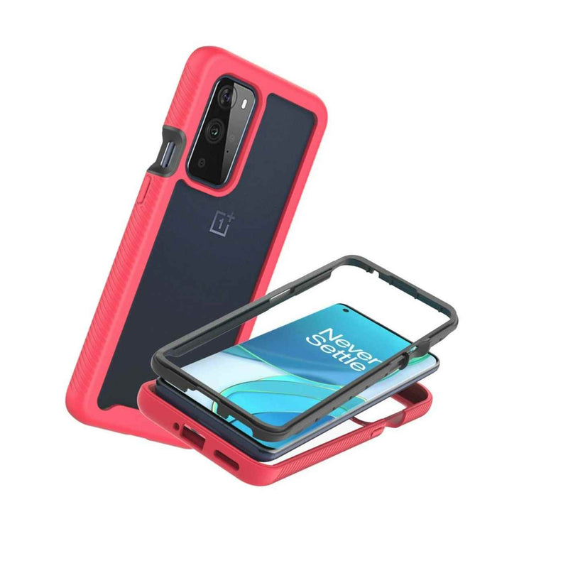 Pink Trim Shockproof Heavy Duty Clear Cover Hard Phone Case For Oneplus 9 Pro