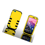 For Blu Life Play Hybrid Rugged Protector Yellow Black Case Cover