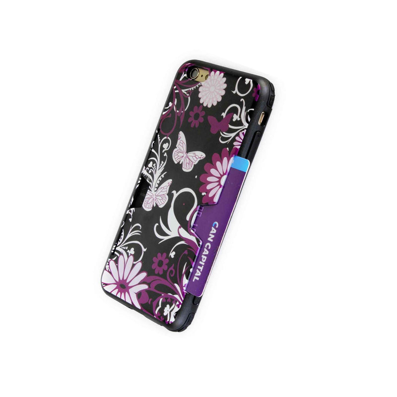 For Apple Iphone 6S Plus 6 Plus Case Pink Butterfly Slim Card Holder Slot