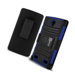 For Zte Zmax 2 Belt Clip Case Blue Black Holster Hybrid Phone Cover
