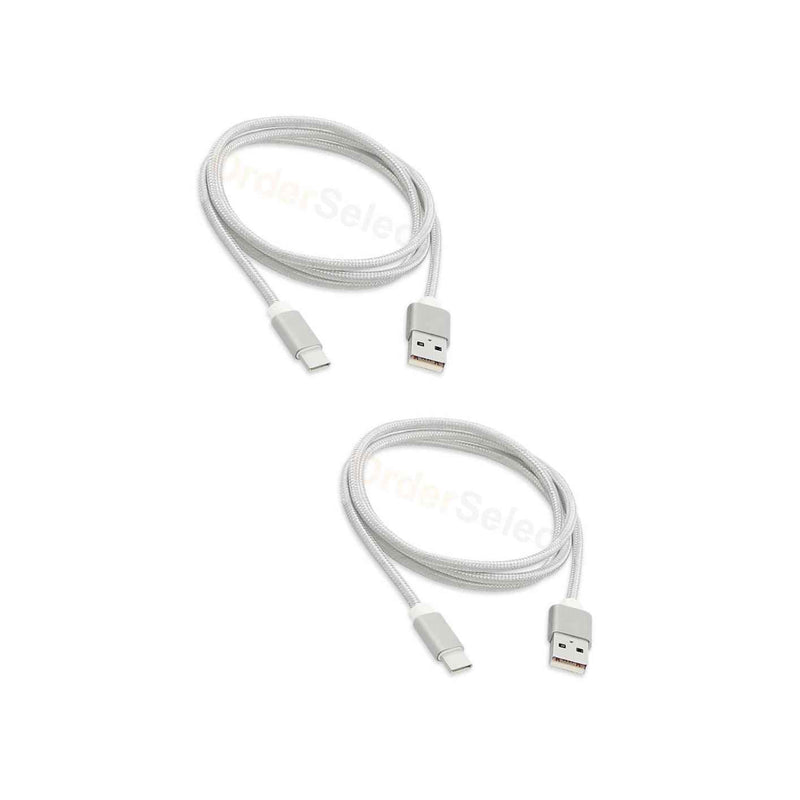 2X Usb Type C Nylon Braided Charger Cable Cord For Zte Imperial Max 2 Zmax Pro