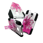 Pink Spring Flower Dual Layer Hybrid Stand Cover Case For Samsung Galaxy S5