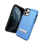 For Apple Iphone 11 Pro Case Magnetic Metal Kickstand Blue Hard Phone Cover