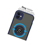 Navy Blue Phone Case For Apple Iphone 11 Clear Hard Cover W Grip Ring Stand