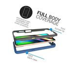 Navy Blue Trim Full Body Heavy Duty Cover Phone Case For Motorola Moto G9 Plus