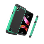 For Lg Tribute Hd X Style Case Teal Rugged Skin Shockproof Phone Cover