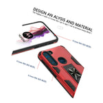 For Motorola One Fusion Case Ring Magnetic Slide Kickstand Red Phone Cover