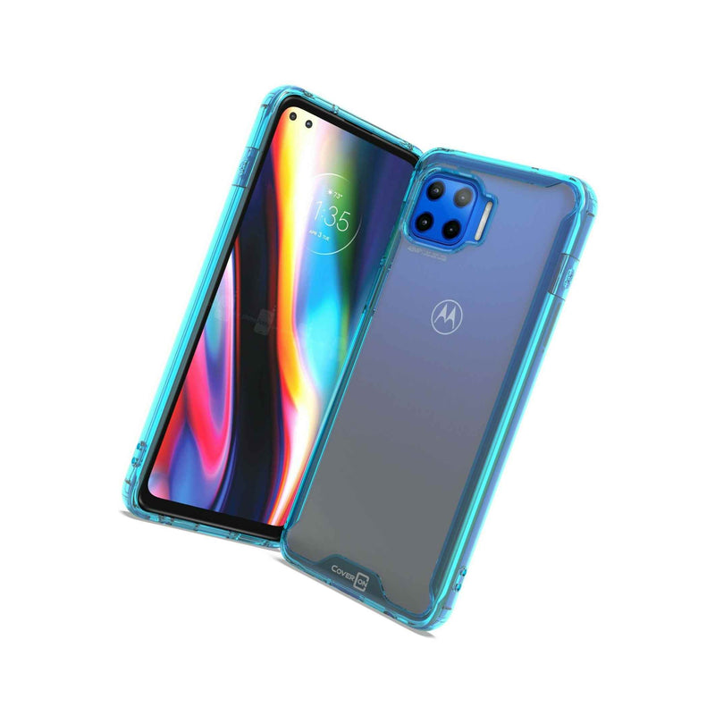 Clear Blue Trim Hybrid Cover Phone Case For Motorola Moto G 5G Plus One 5G