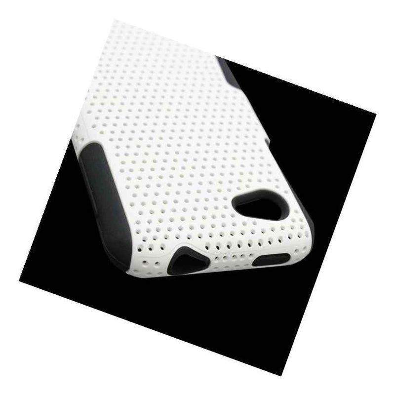 White Black Hybrid Case For Htc First Hard Mesh Soft Silicone Cover