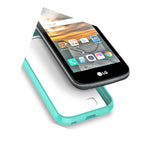 Hybrid Slim Fit Hard Back Cover Phone Case For Lg K3 Teal Clear