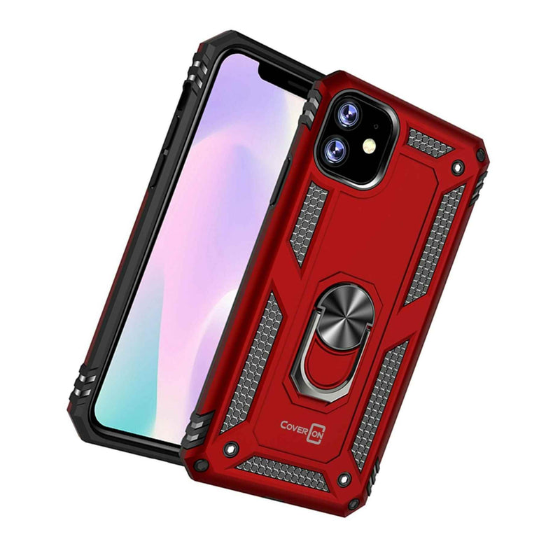 For Apple Iphone 11 Case Ring Metal Kickstand Red Hard Rugged Phone Cover