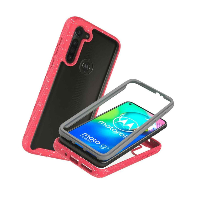 Pink Trim White Dots Cover Full Body Phone Case For Motorola Moto G8 Power